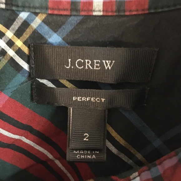J Crew 100% Cotton Perfect Button Down 2 Tartan Plaid Professional Workwear - Picture 4 of 16